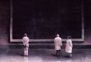 People at an Exhibition, 1990 (acrílico sobre papel)